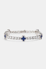 3mm Tennis Bracelet & 5mm Blue Motif Tennis Bracelet Set - White