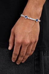 3mm Tennis Bracelet & 5mm Blue Motif Tennis Bracelet Set - White