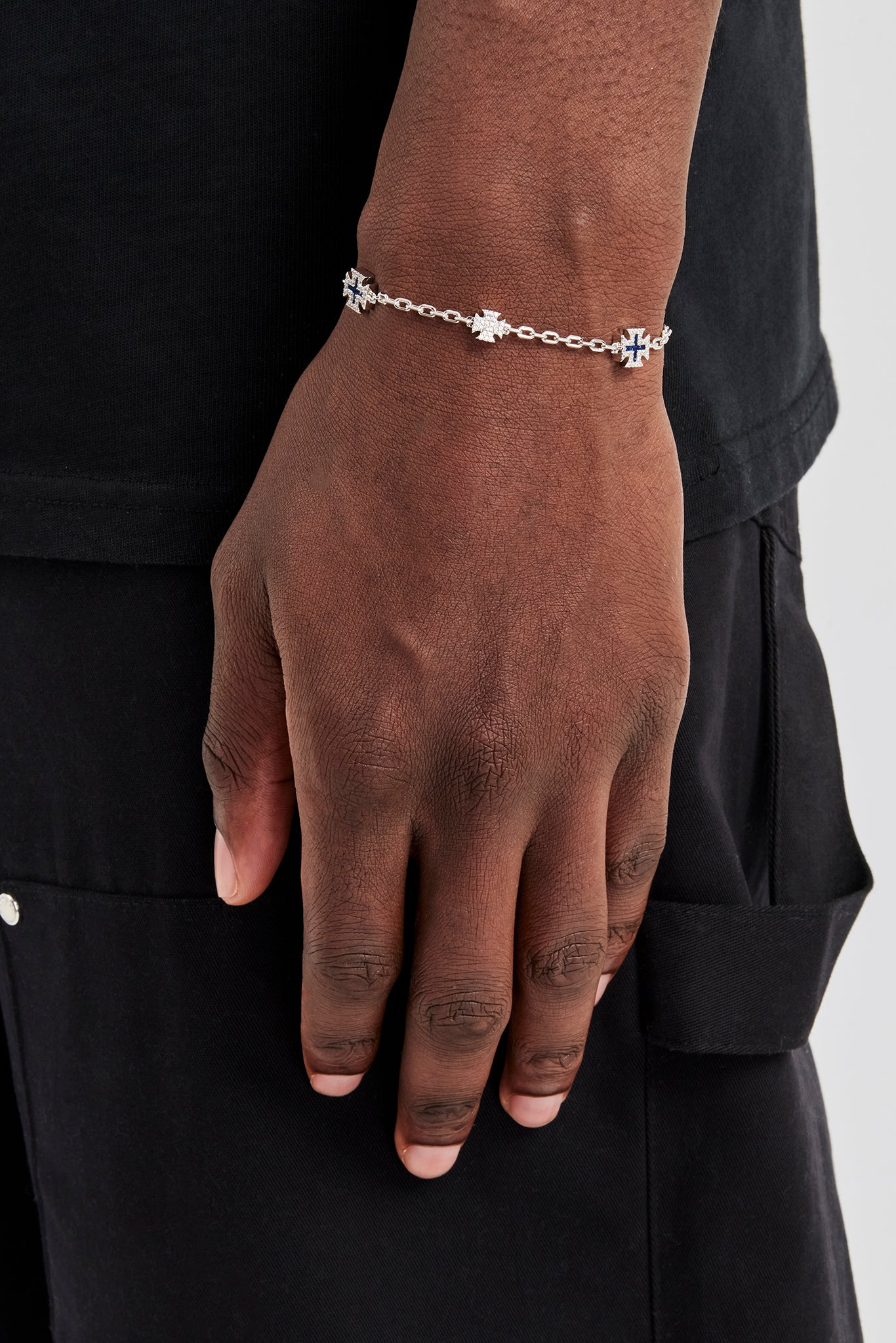 Blue Enamel Micro Motif Rolo Bracelet - 8mm