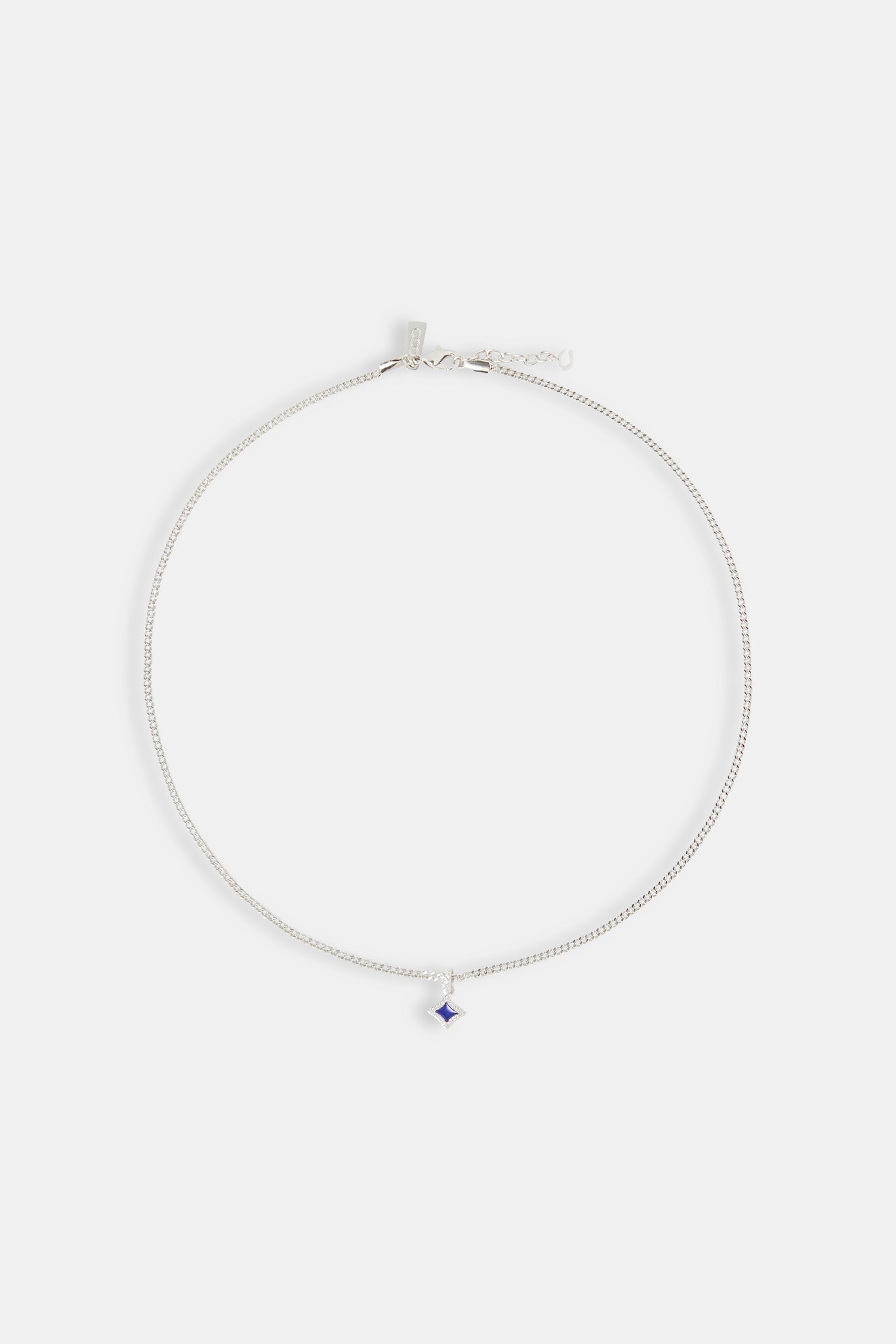 Blue Enamel Star Motif Cuban Necklace - 10mm