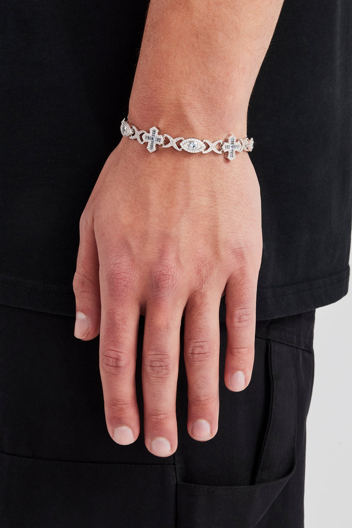 Light Blue Evil Eye & Infinity Bracelet - 8mm