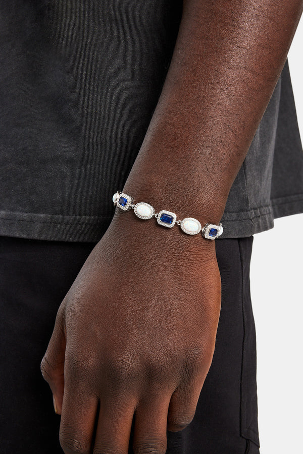 Opal & Blue Gemstone Bracelet - White