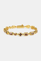 Burgunderfarbenes Armband mit mehreren Edelsteinen – 6 mm