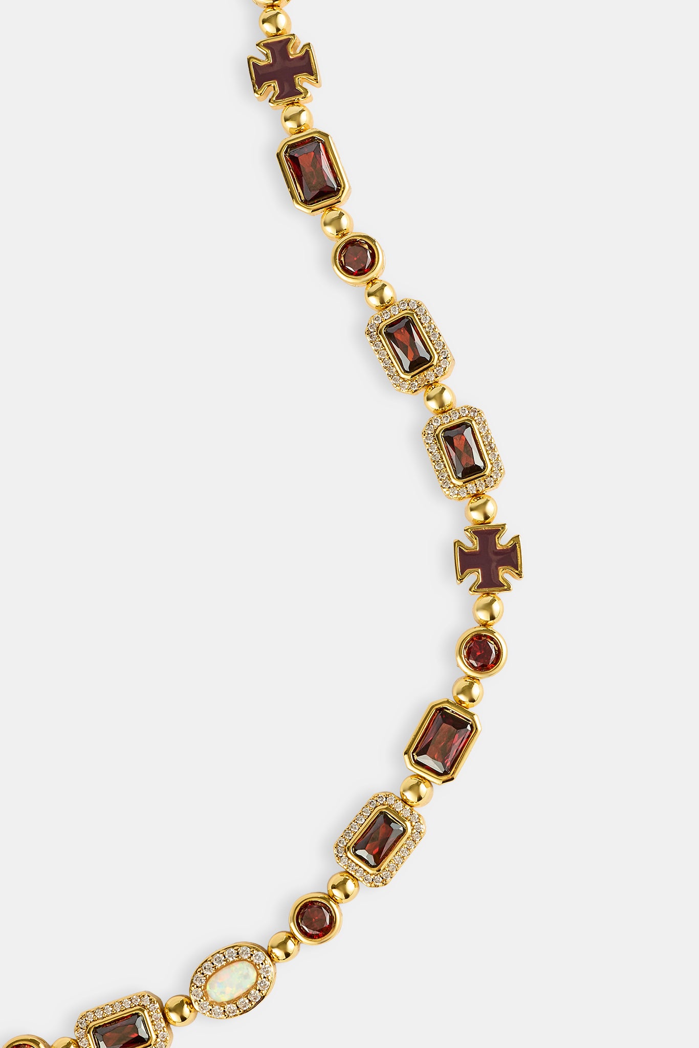 Burgunderfarbenes Armband mit mehreren Edelsteinen – 6 mm