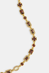 Burgunderfarbenes Armband mit mehreren Edelsteinen – 6 mm