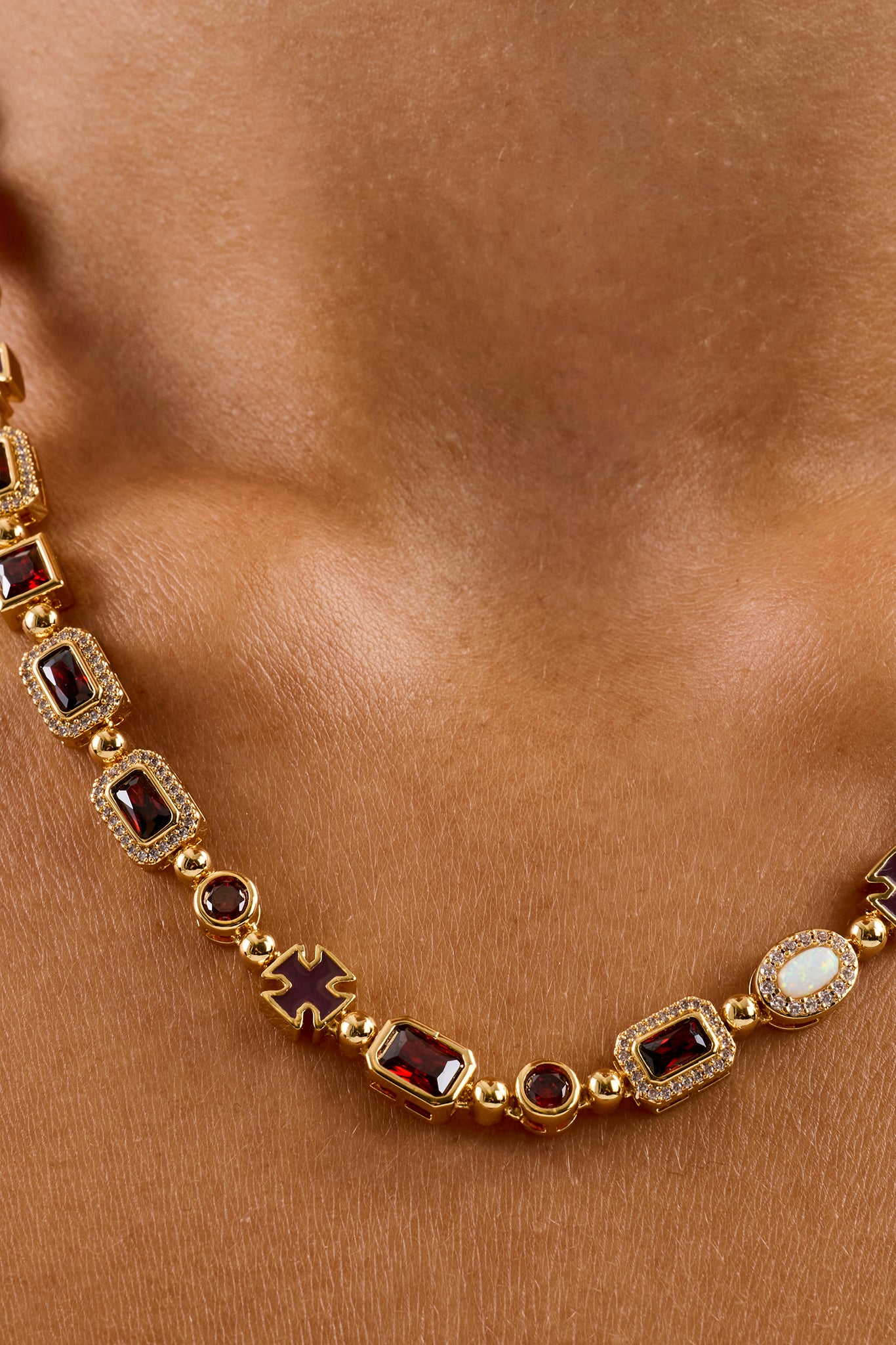 Burgundy Multi Gemstone Chain - 6mm