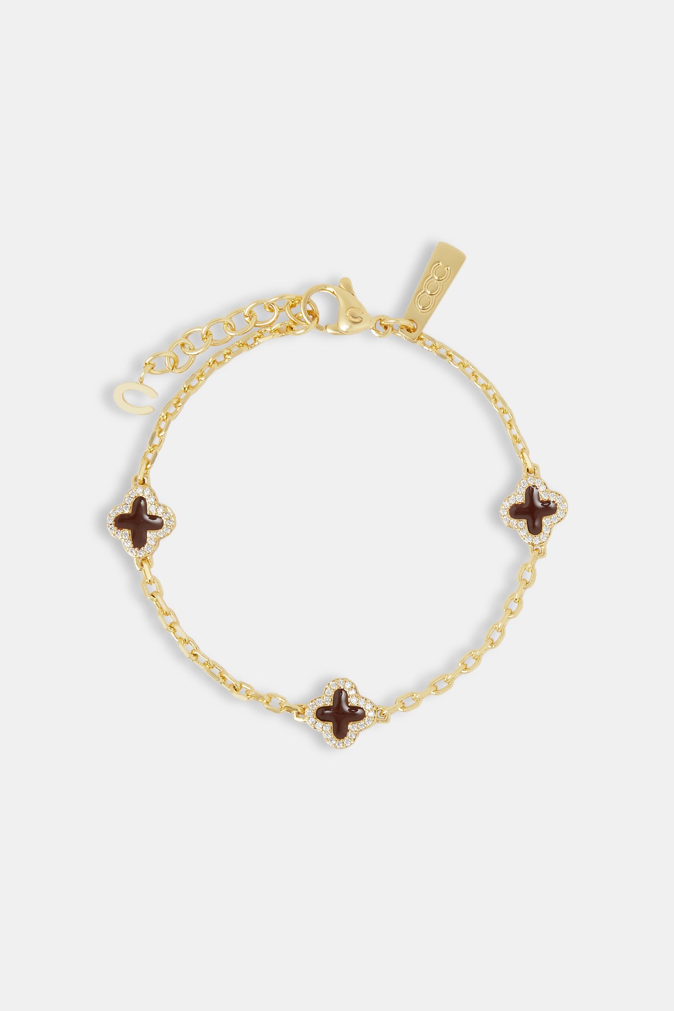 10 mm Rolo-Gliederarmband mit Schokoladen-Emaille-Motiv – Gold