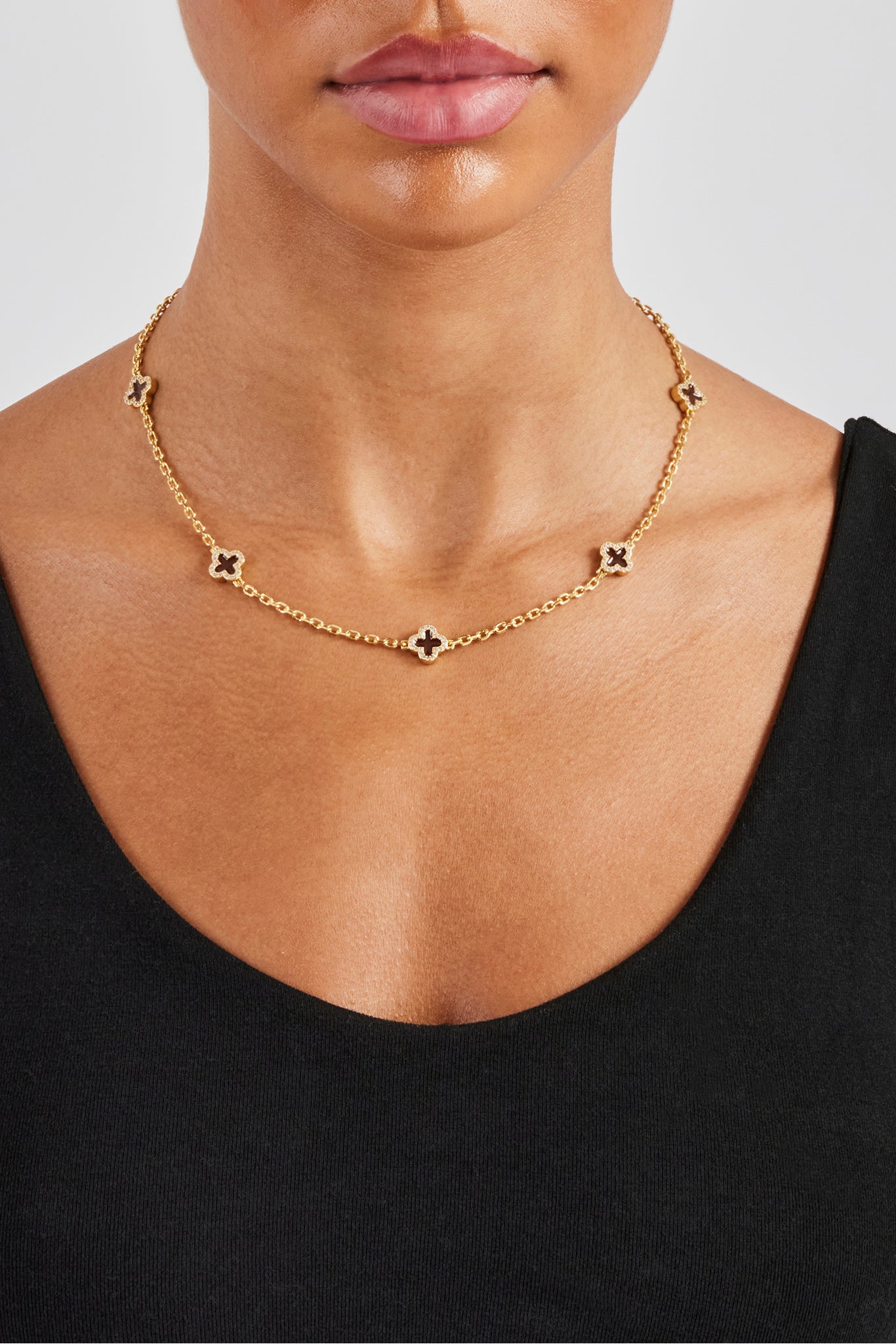 10 mm Rolo-Gliederkette mit Schokoladen-Emaille-Motiv – Gold