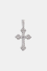 Iced Celtic Cross Pendant - White Gold