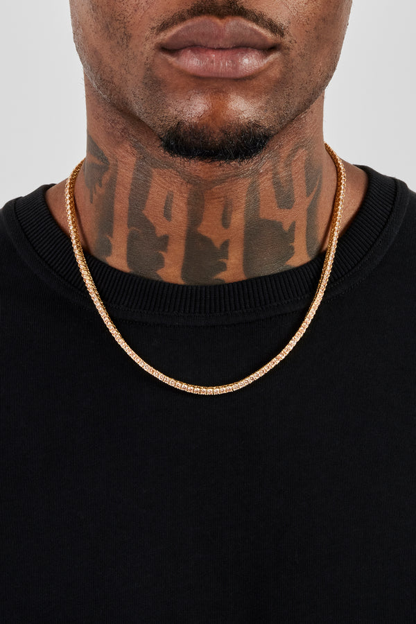 Champagnerfarbene Stein-Tenniskette – 3 mm