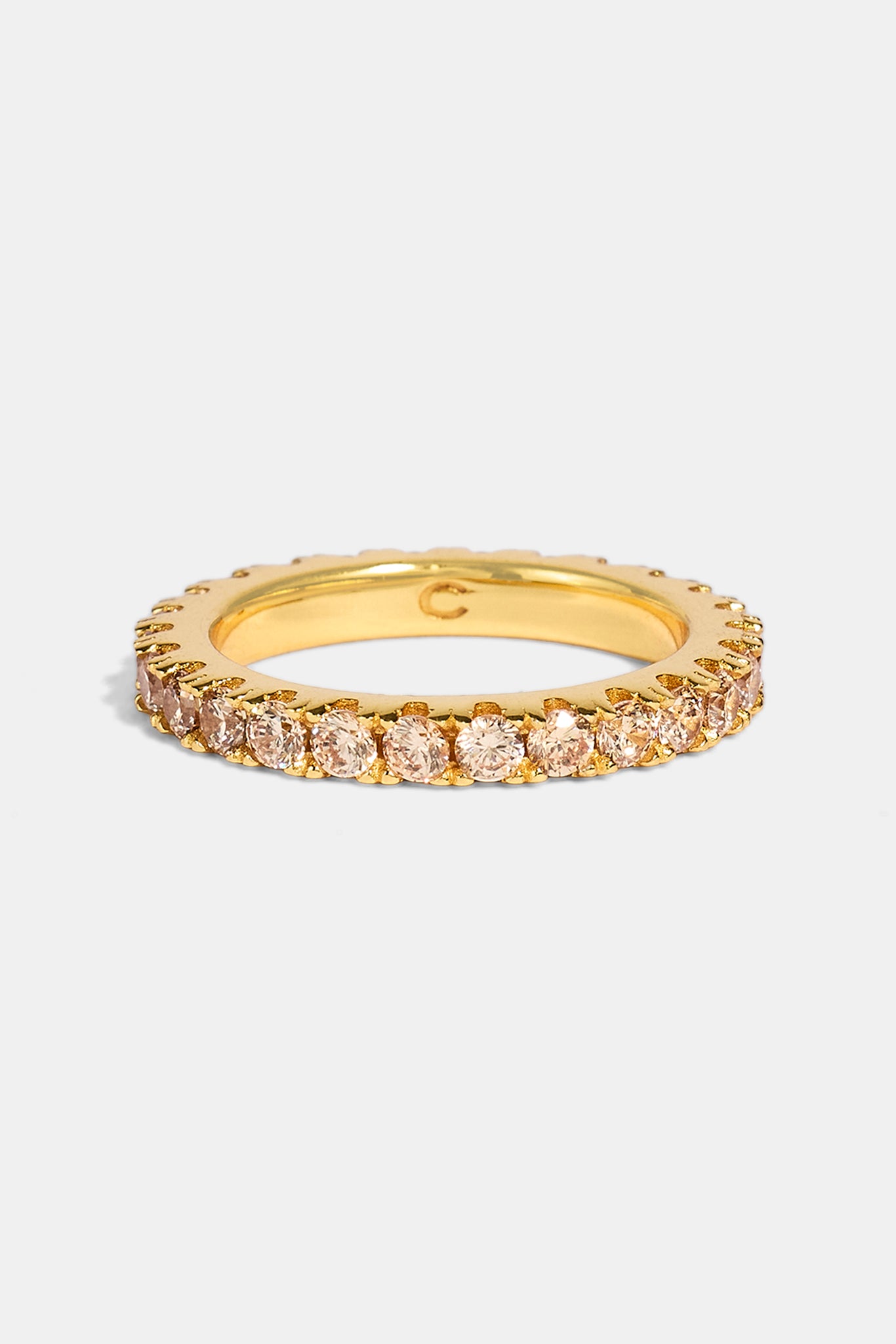 Champagne Iced Tennis Ring - 3mm - Gold