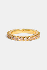 Champagne Iced Tennis Ring - 3mm - Gold