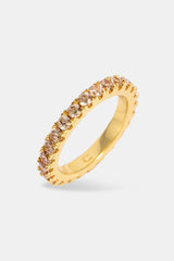 Champagne Iced Tennis Ring - 3mm - Gold
