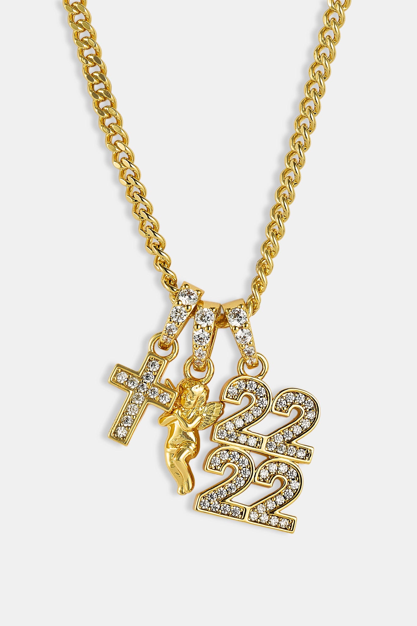 Cherub Triple Motif Necklace - 12mm - Gold