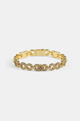Chocolate Baguette Motif Infinity Bracelet - 10mm - Gold