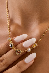 Schokoladenherz-Halskette mit mehreren Edelsteinen – 6 mm