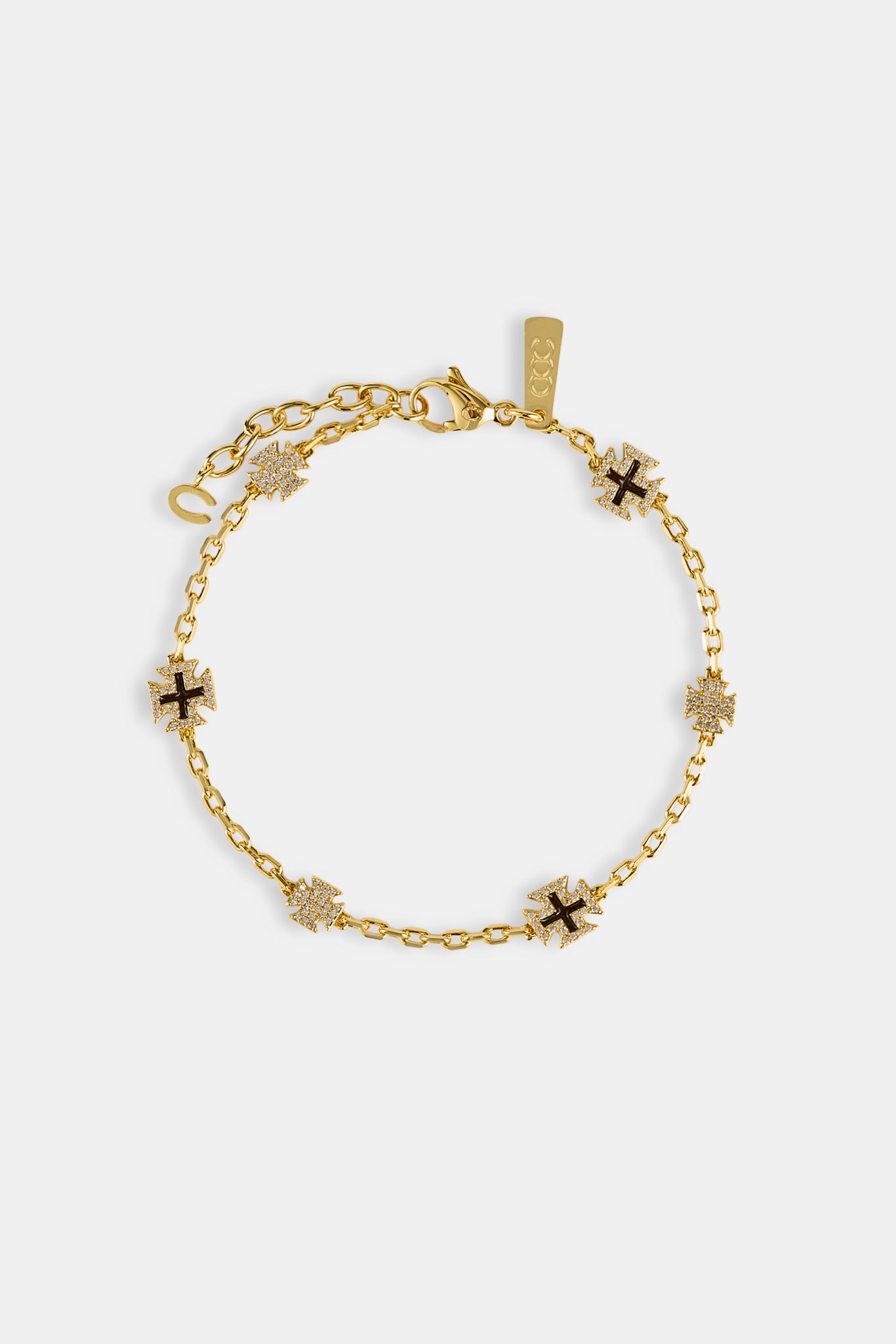 Schokoladenfarbenes Rolo-Armband mit Mikromotiv – Gold