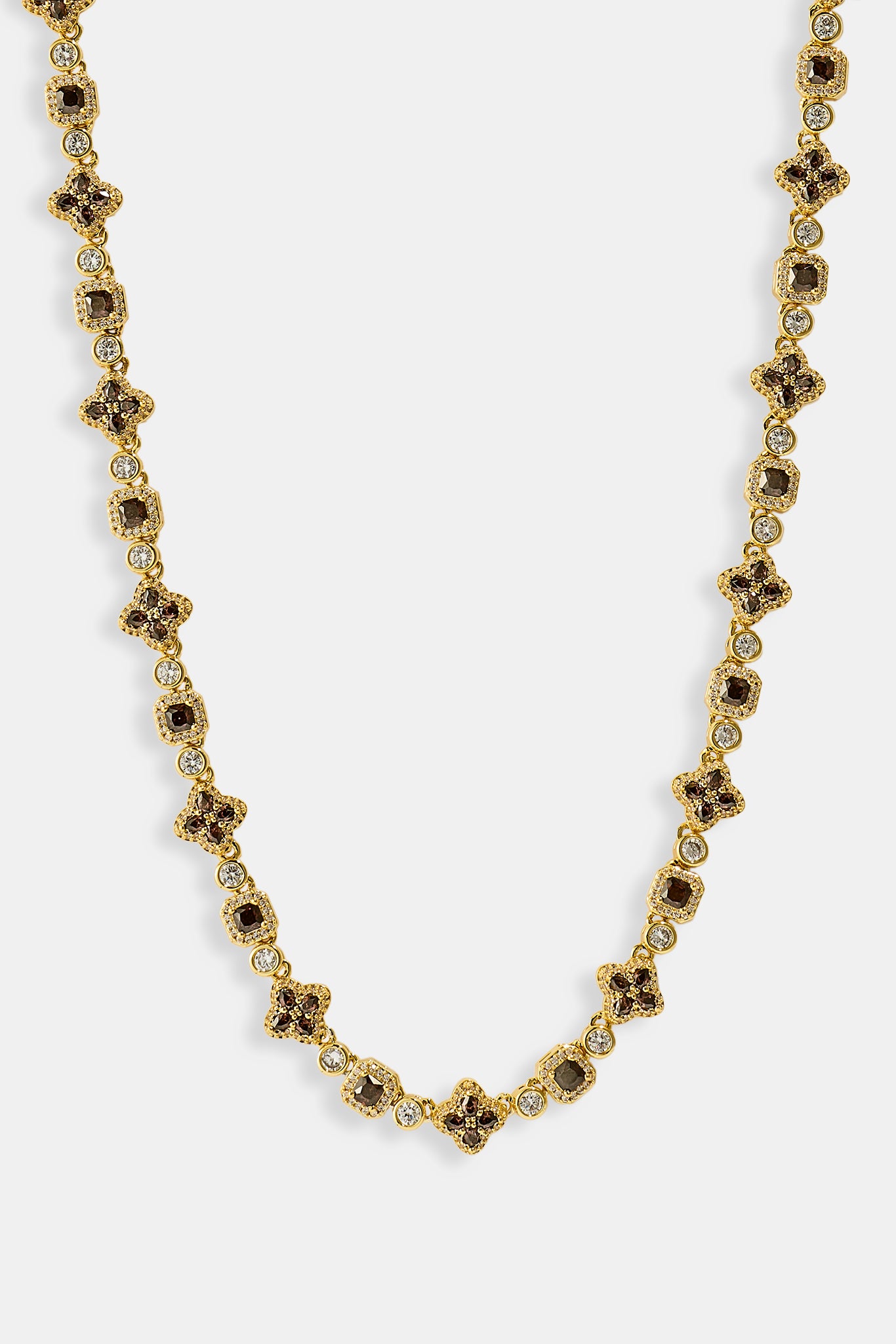 Chocolate Motif Mixed Stone Chain - 8mm - Gold