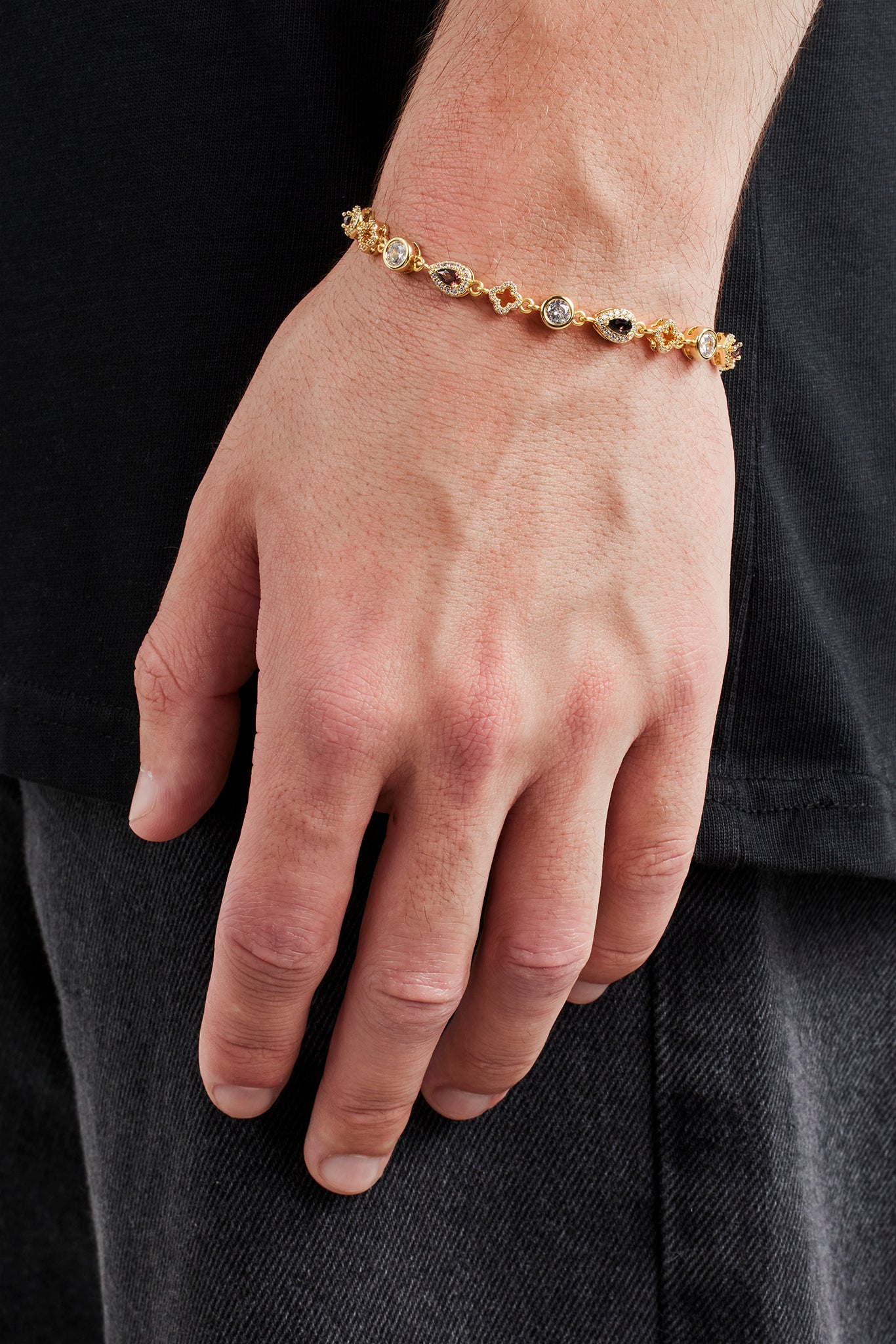 Armband mit Schokoladenmotiv und Edelsteinen – 6 mm – Gold