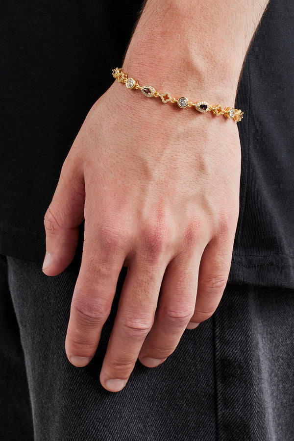 Armband mit Schokoladenmotiv und Edelsteinen – 6 mm – Gold