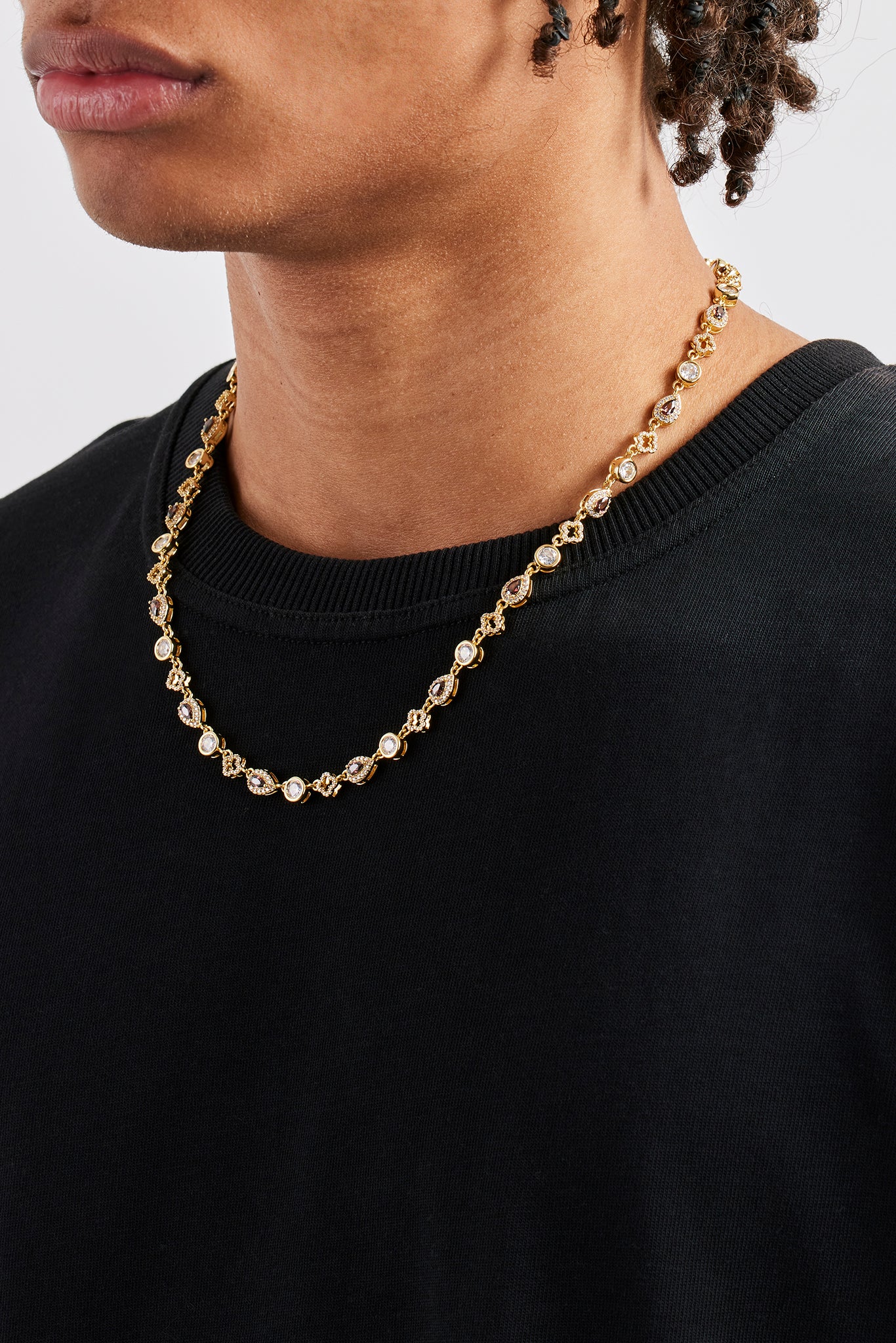 Chocolate Motif & Gemstone Chain - 6mm - Gold