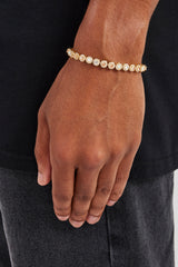 Champagnerfarbenes Zirkonia- und Opalarmband – 6 mm – Gold