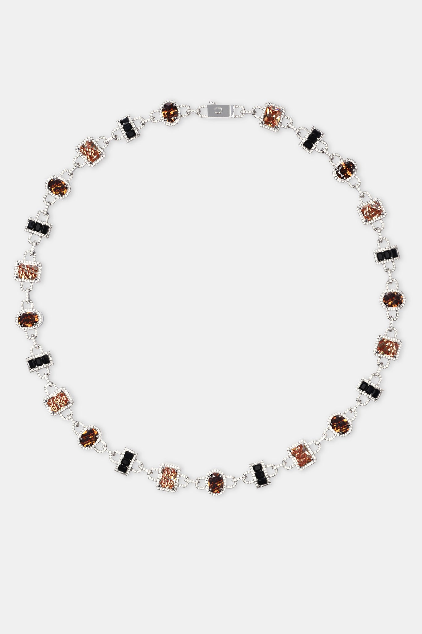 Iced Chocolate Mixed Shape Gemstone Chain - White