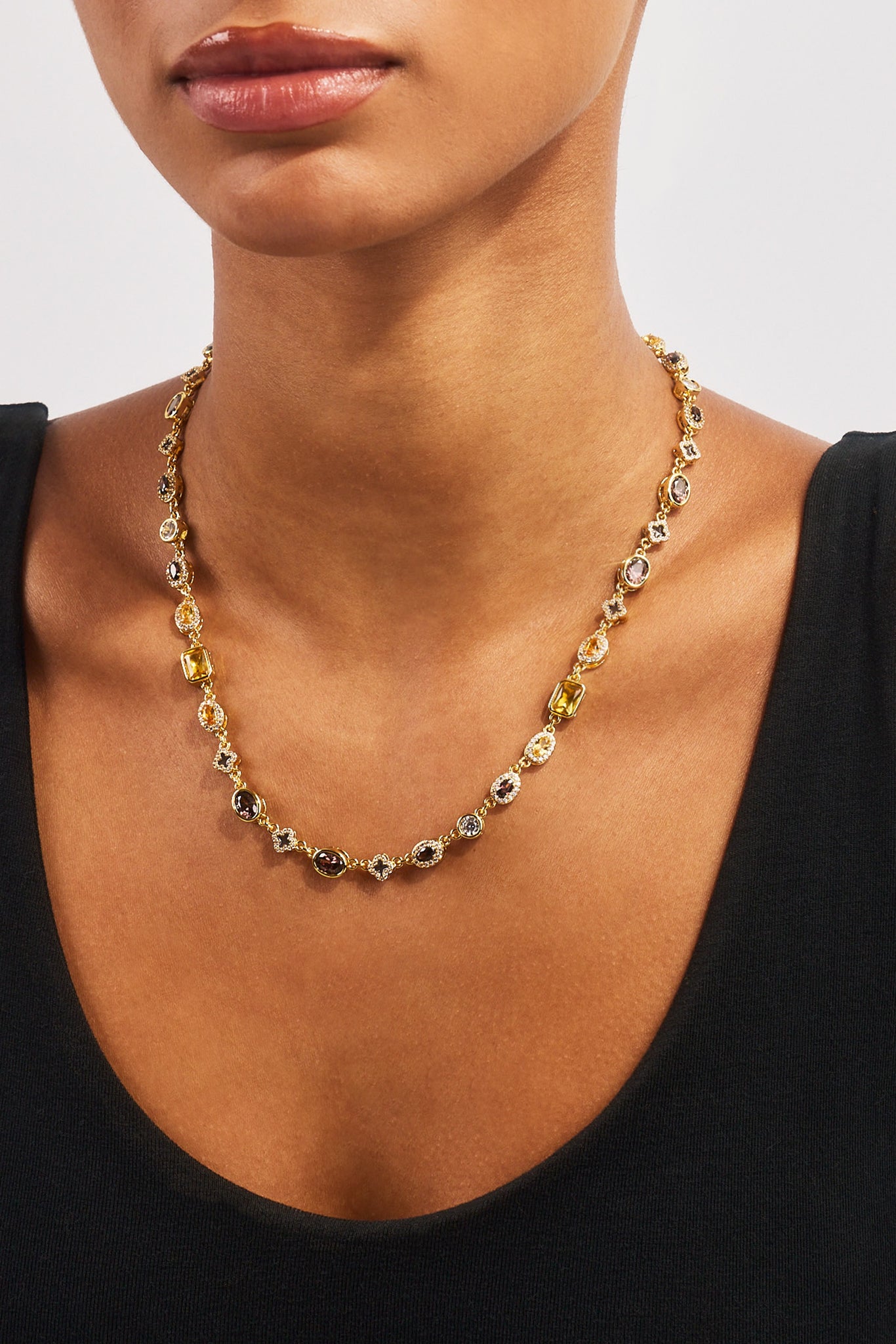 Chocolate Motif Multi Gemstone Chain - 6mm