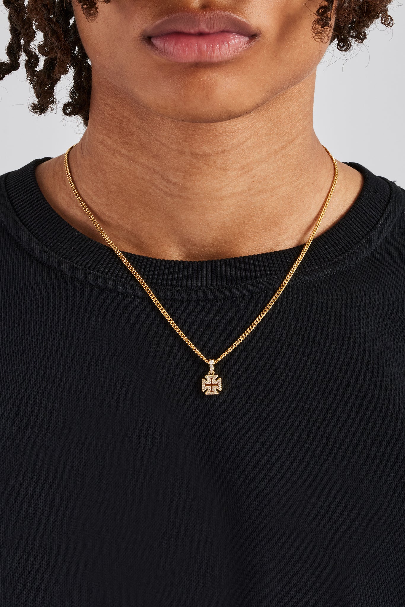 Kubanische Halskette mit Kreuzmotiv aus Eisschokolade-Emaille – 10 mm