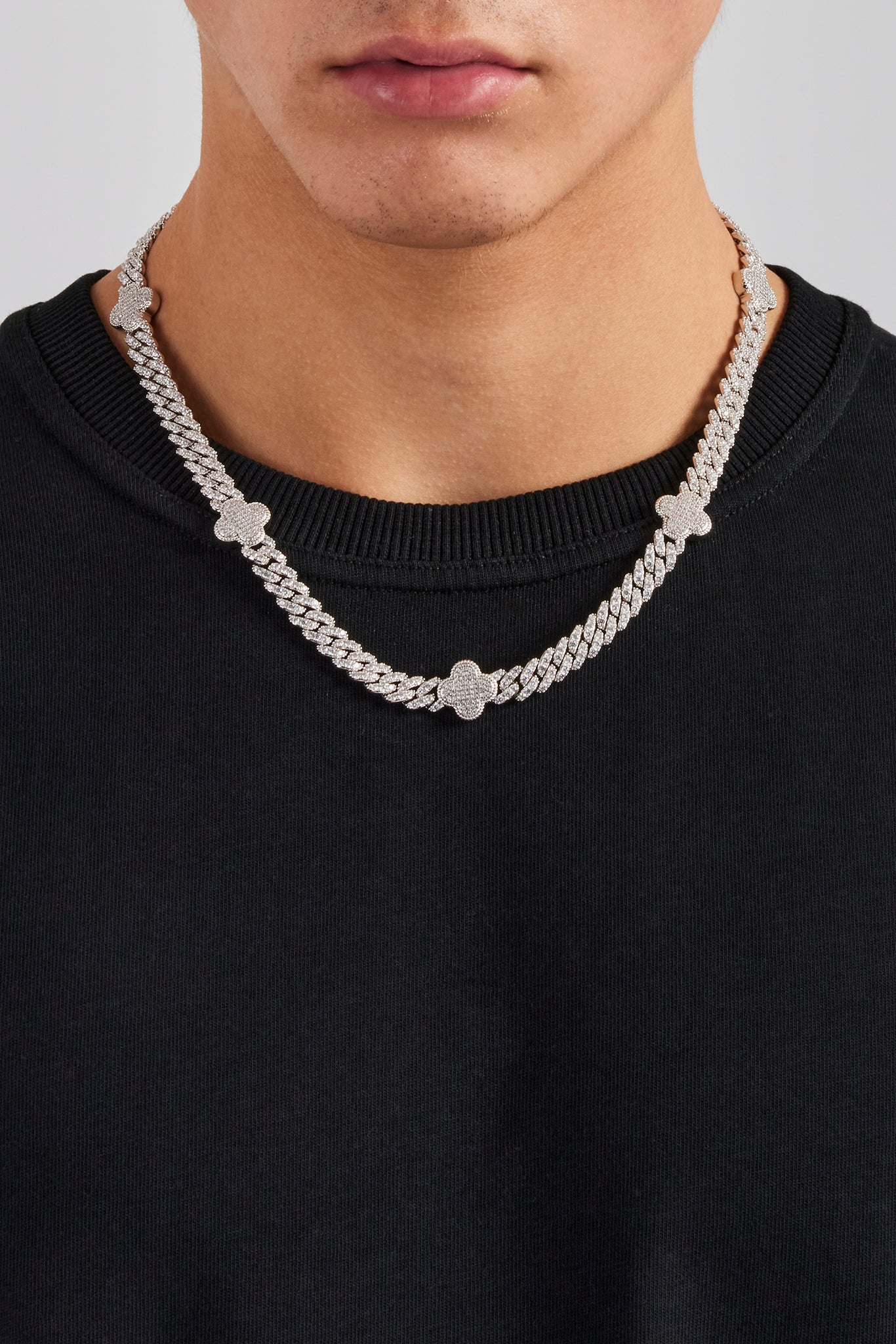 Iced Motif Cuban Chain - White - 8mm