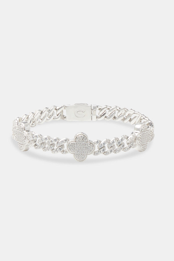 Kubanisches Armband mit Eismotiv für Damen – Weiß – 8 mm