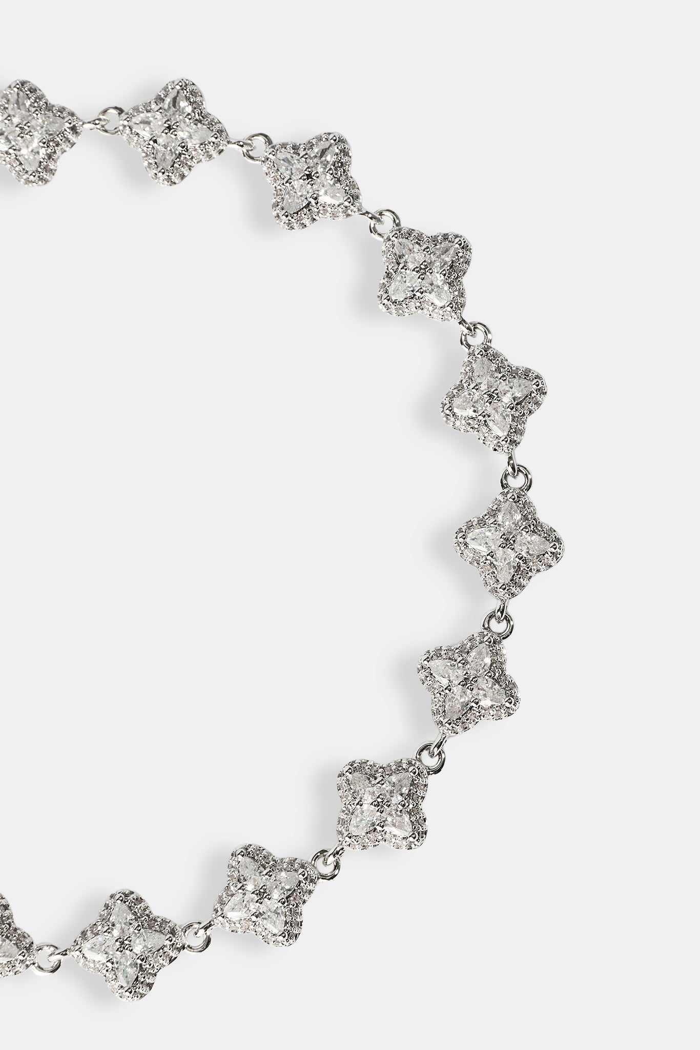 Clear Baguette Motif Bracelet - 8mm - White