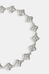 Clear Baguette Motif Bracelet - 8mm - White