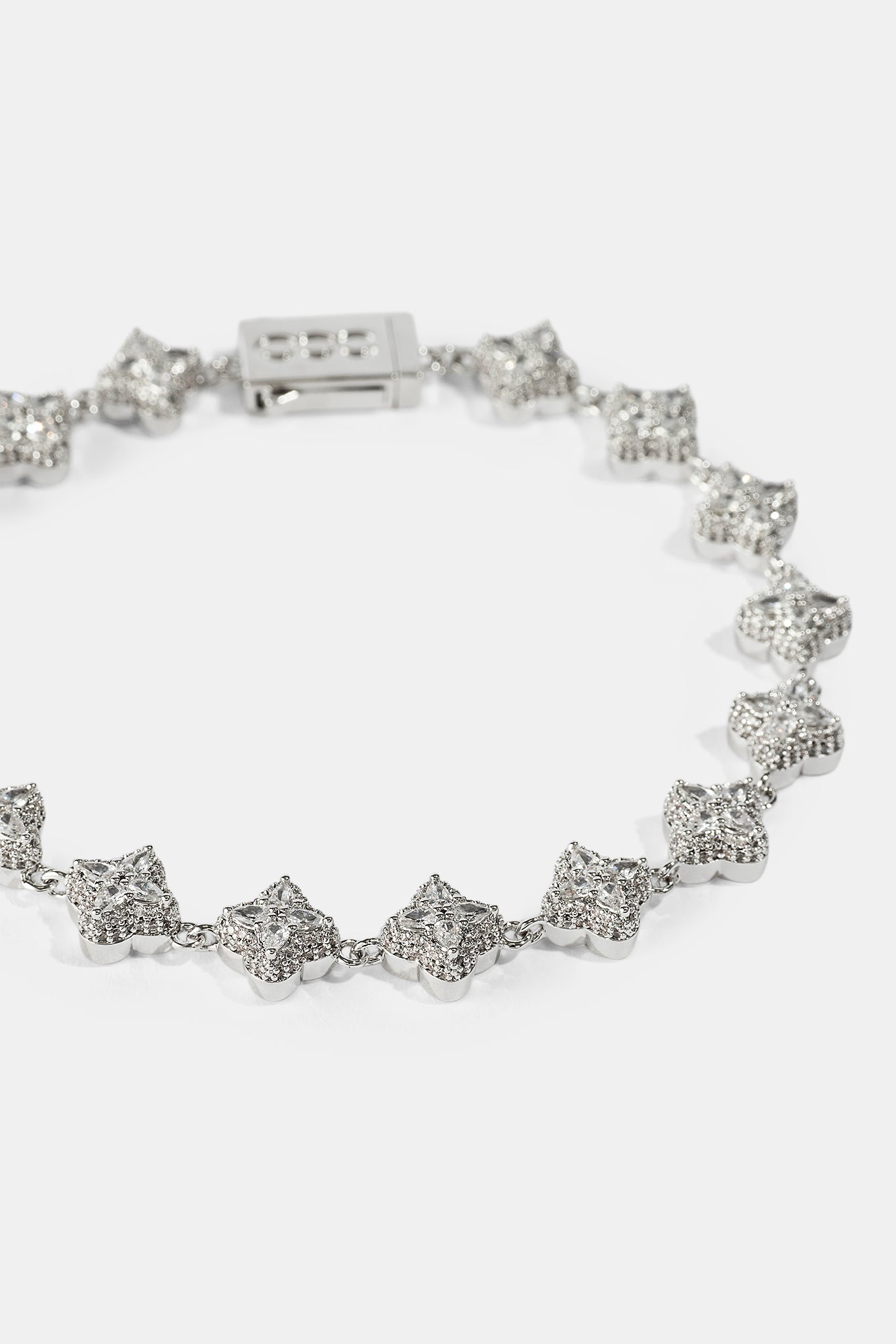 Clear Baguette Motif Bracelet - 8mm - White