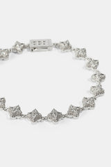 Clear Baguette Motif Bracelet - 8mm - White