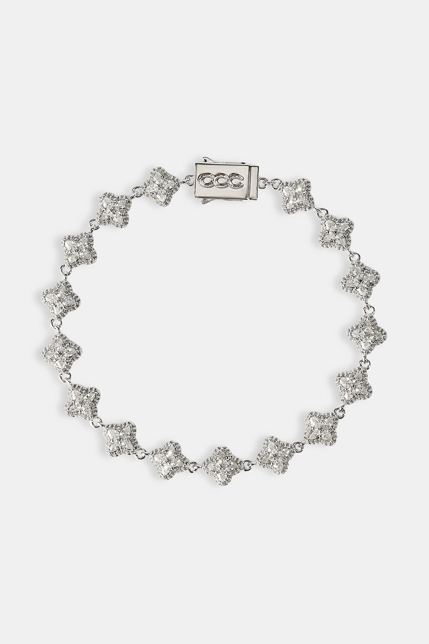 Clear Baguette Motif Bracelet - 8mm - White