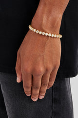 Armband mit klarem Zirkonia und Opal – 6 mm – Gold