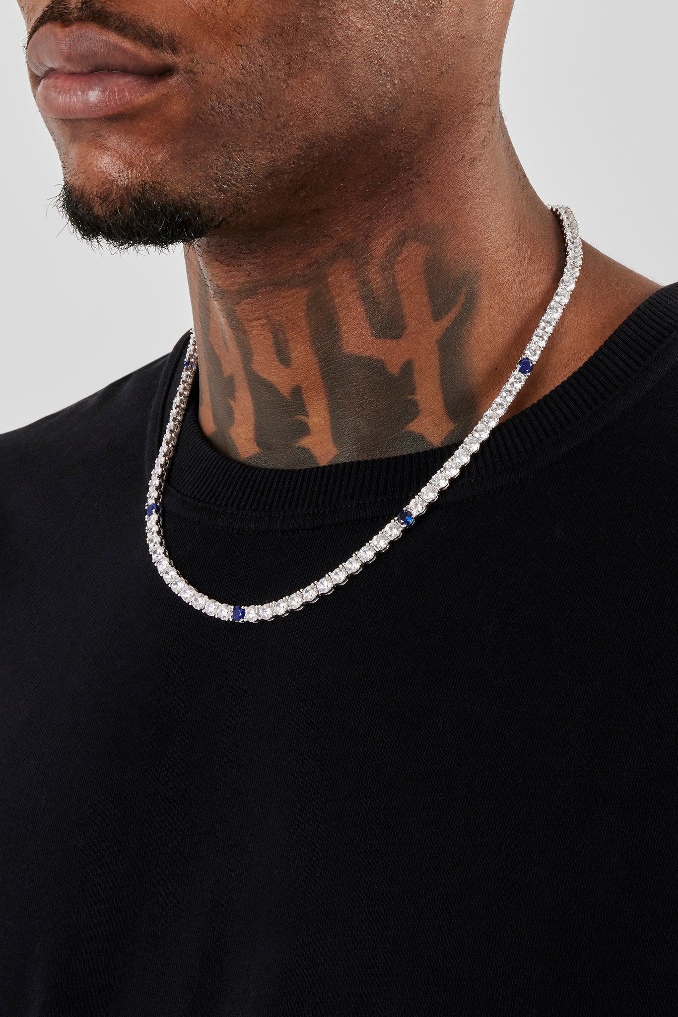 Clear & Dark Blue Round Stone Tennis Chain - 5mm | Mens Chains | Shop ...