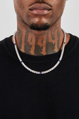 Clear & Dark Blue Round Stone Tennis Chain - 5mm