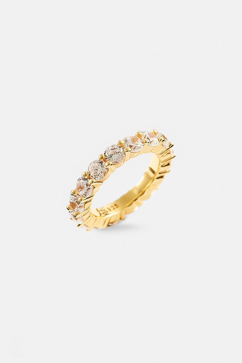 Tennisring mit klarem, rundem Stein – 4 mm