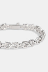 Clear CZ Infinity Link Polished Bracelet - 6mm - White