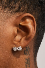Iced Cluster Infinity Stud Earrings - 6mm - White