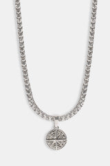 Micro Compass Tennis Necklace - 12mm - White