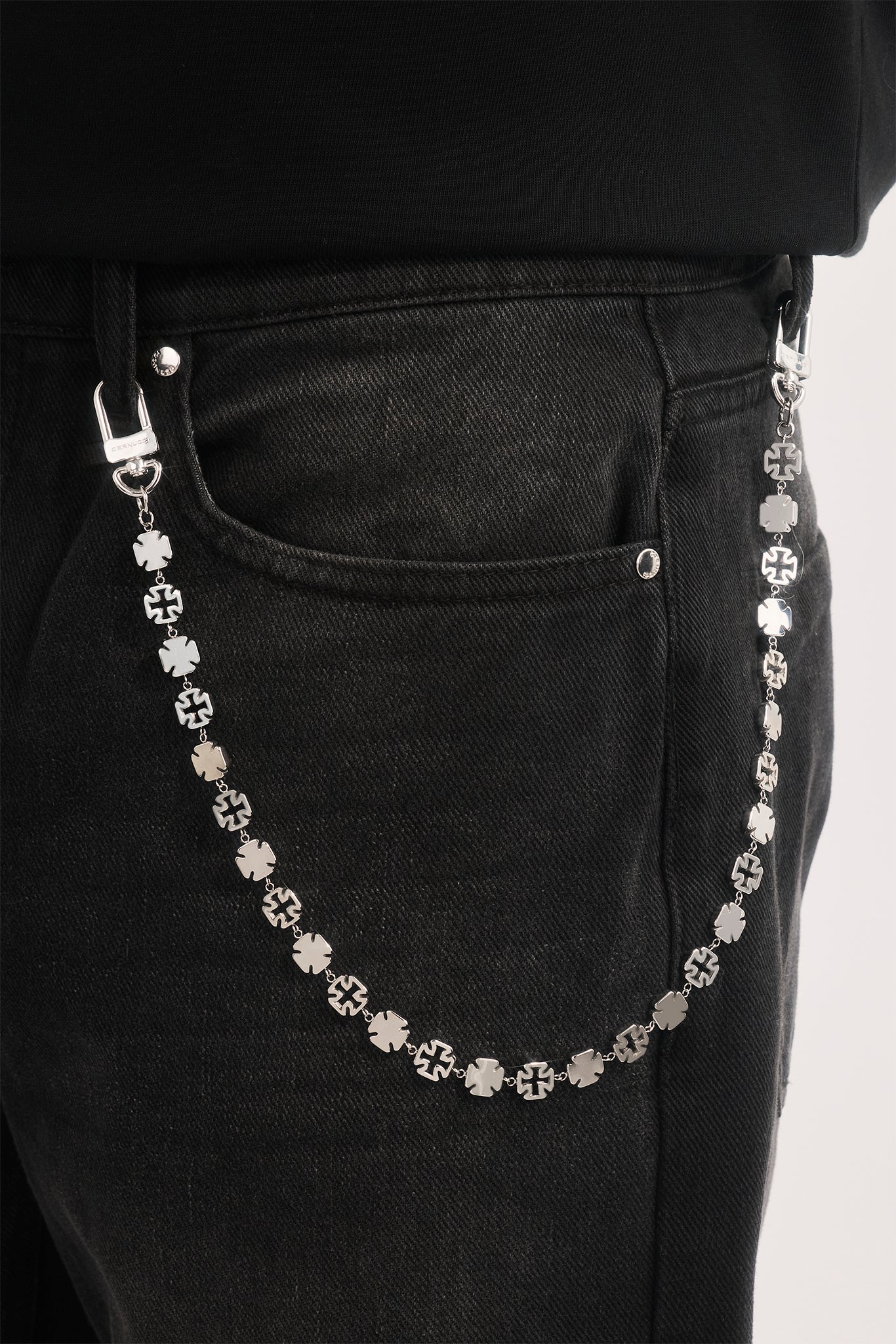Motif Cross Outline Jean Chain - 10mm - White