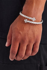 Baguette-Armreif mit Eiskreuzmotiv – 8 mm