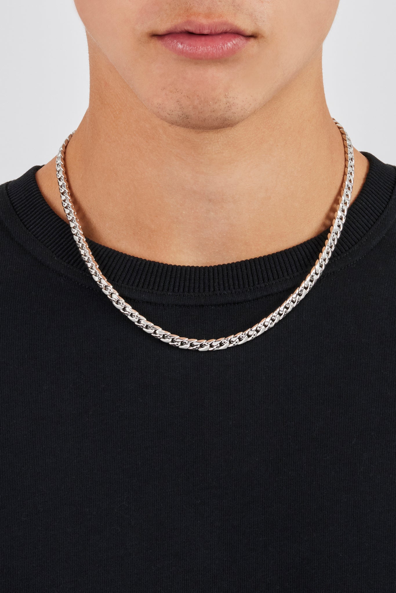 Cross Engraved Flat Cuban Chain - 6mm