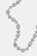 Clear Motif & Cross Gemstone Chain - 8mm - White