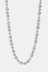 Clear Motif & Cross Gemstone Chain - 8mm - White
