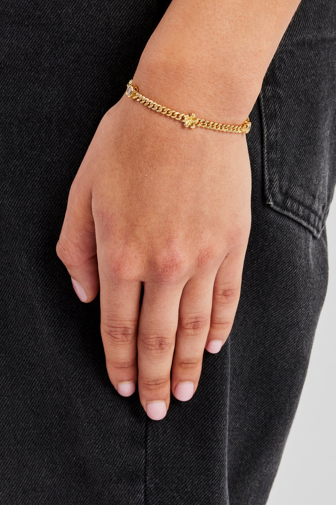 Cuban Flower and Cz Bracelet - 6mm