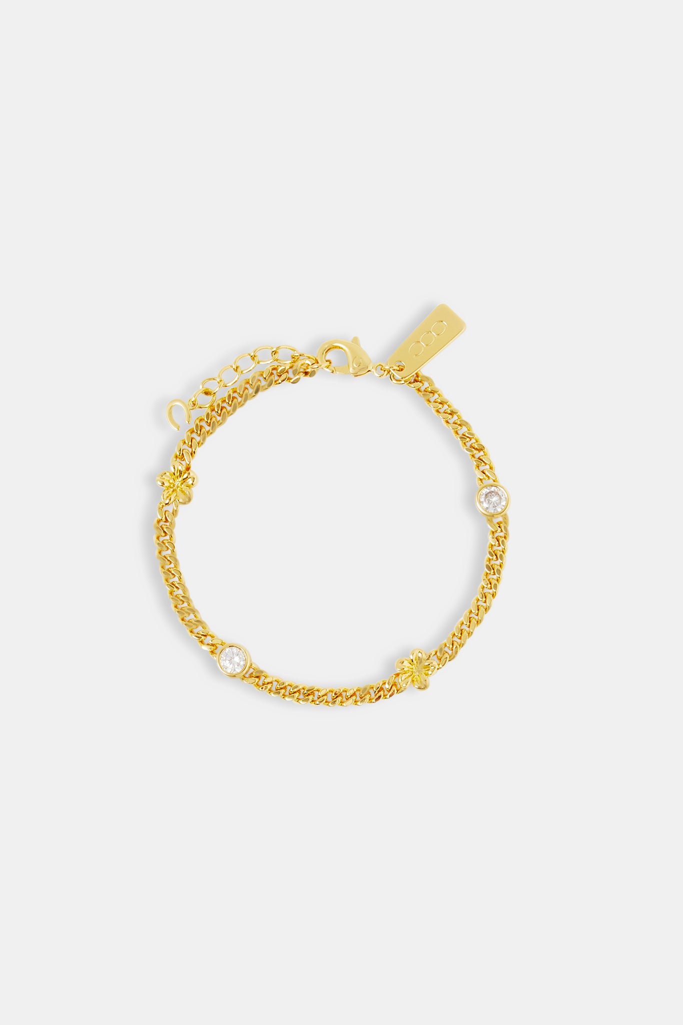 Cuban Flower and Cz Bracelet - 6mm